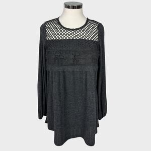 Suzanne Betro Medium Charcoal Gray Top Long Sleeve
